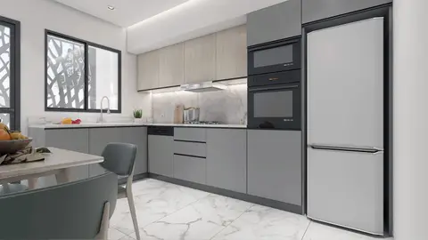 Cuisine équipée d'un appartement de la résidence EDEN