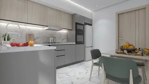 Cuisine moderne d'un appartement de la résidence EDEN