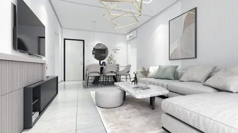 Salon lumineux d'un appartement de la résidence EDEN