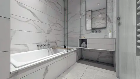 Salle de bain d'un appartement de la résidence EDEN